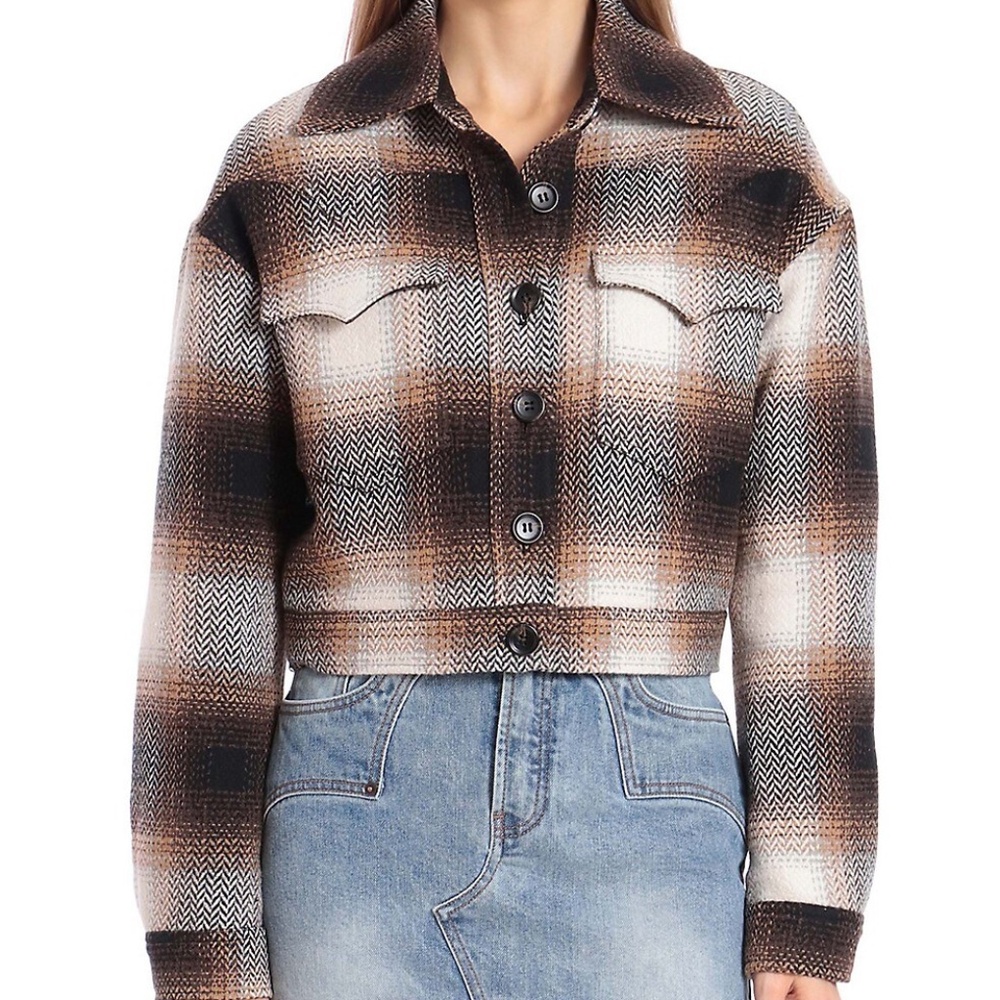 Avec Les Filles Plaid Cropped Jacket